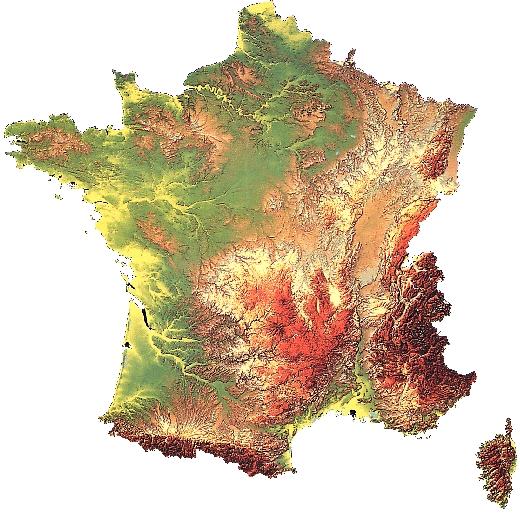 Relief map of France in 3D