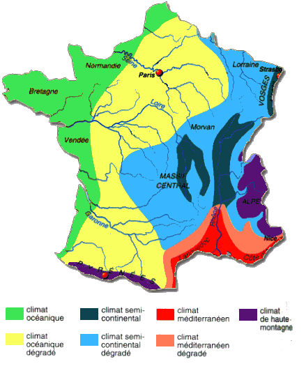 Climate map of France