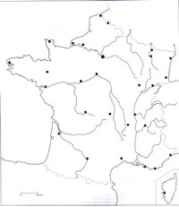 Blank map of France with cities.