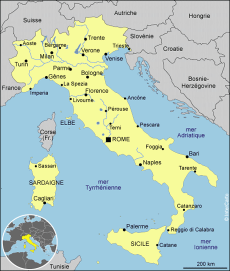 Map of Italy.