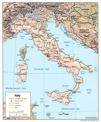 Relief map of Italy