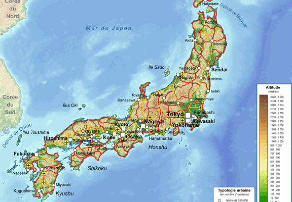 Relief Map of Japan.