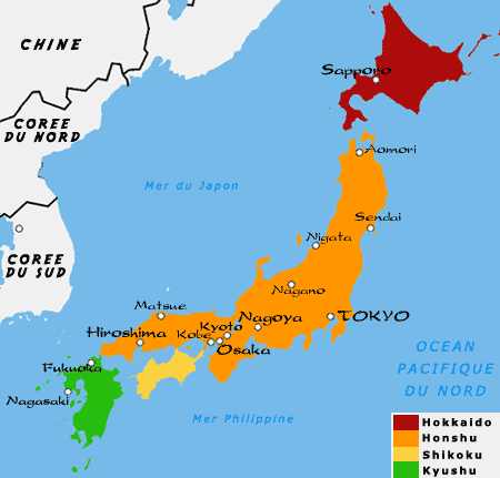 Map of regions of Japan.