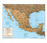 Mexico map boundaries between states capital roads railways scale