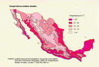 map annual maximum temperatures in Mexico