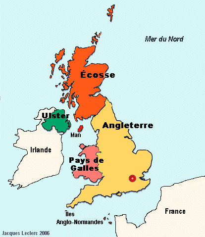 Map of the UK and different countries