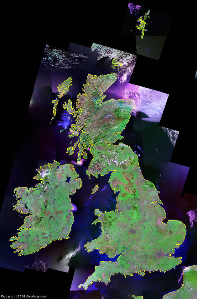 Satellite view of the United Kingdom