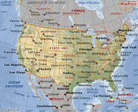 Map of USA with cities.