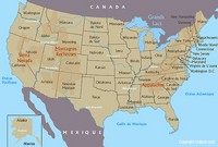 Map of USA with the mountains.