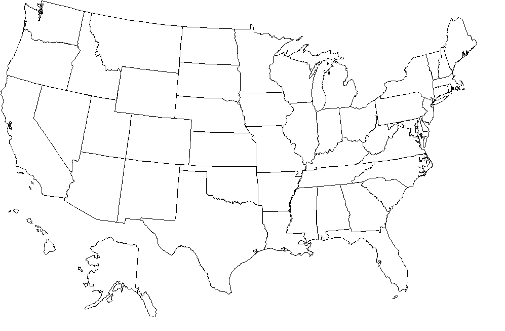 Blank map of the United States.