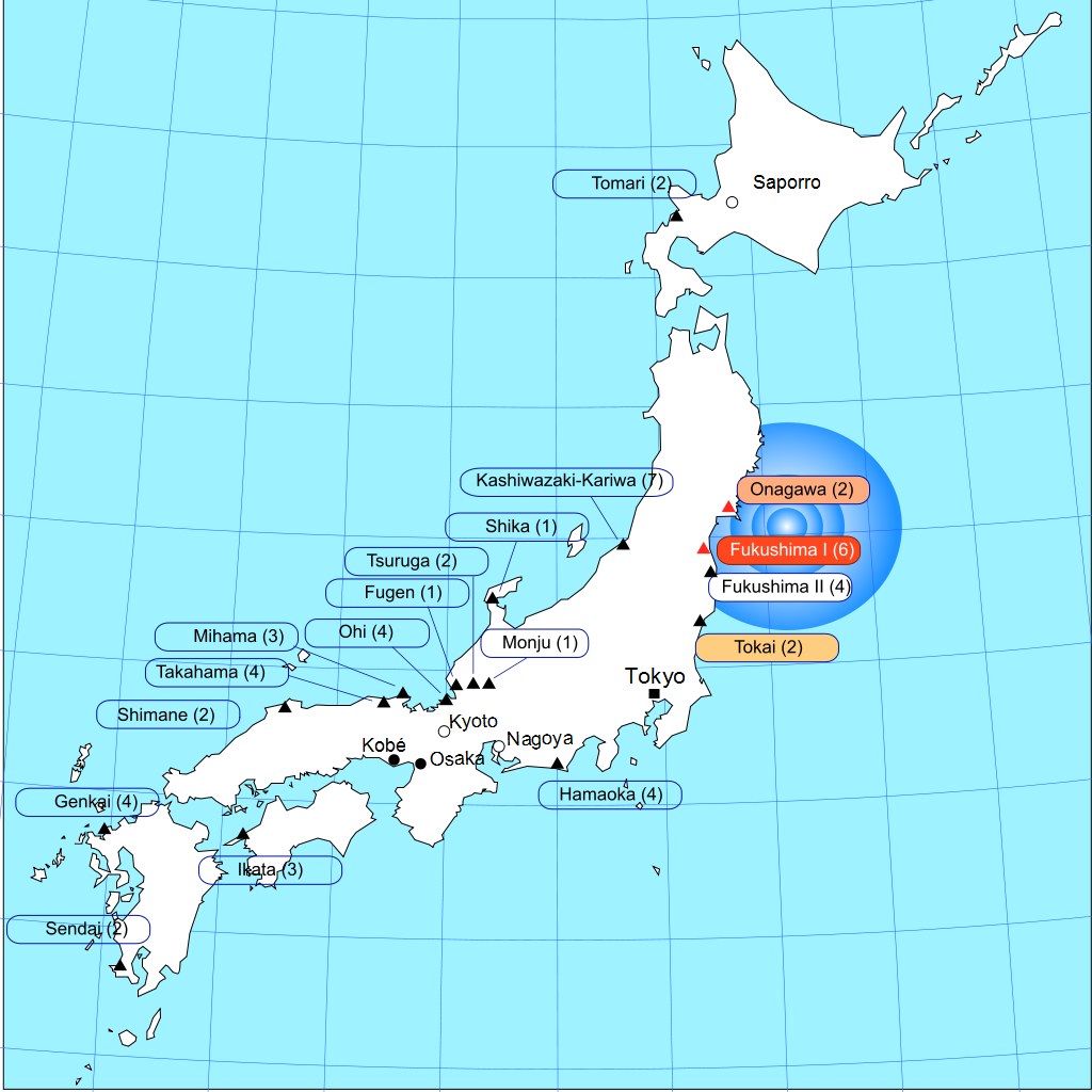 Nuclear reactors in Japan.