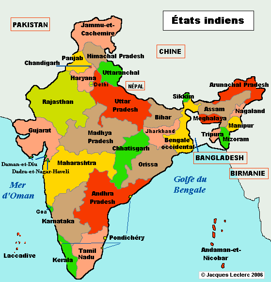 Map of Indian states.