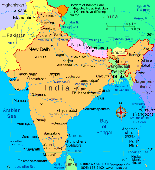 Map of rivers in India