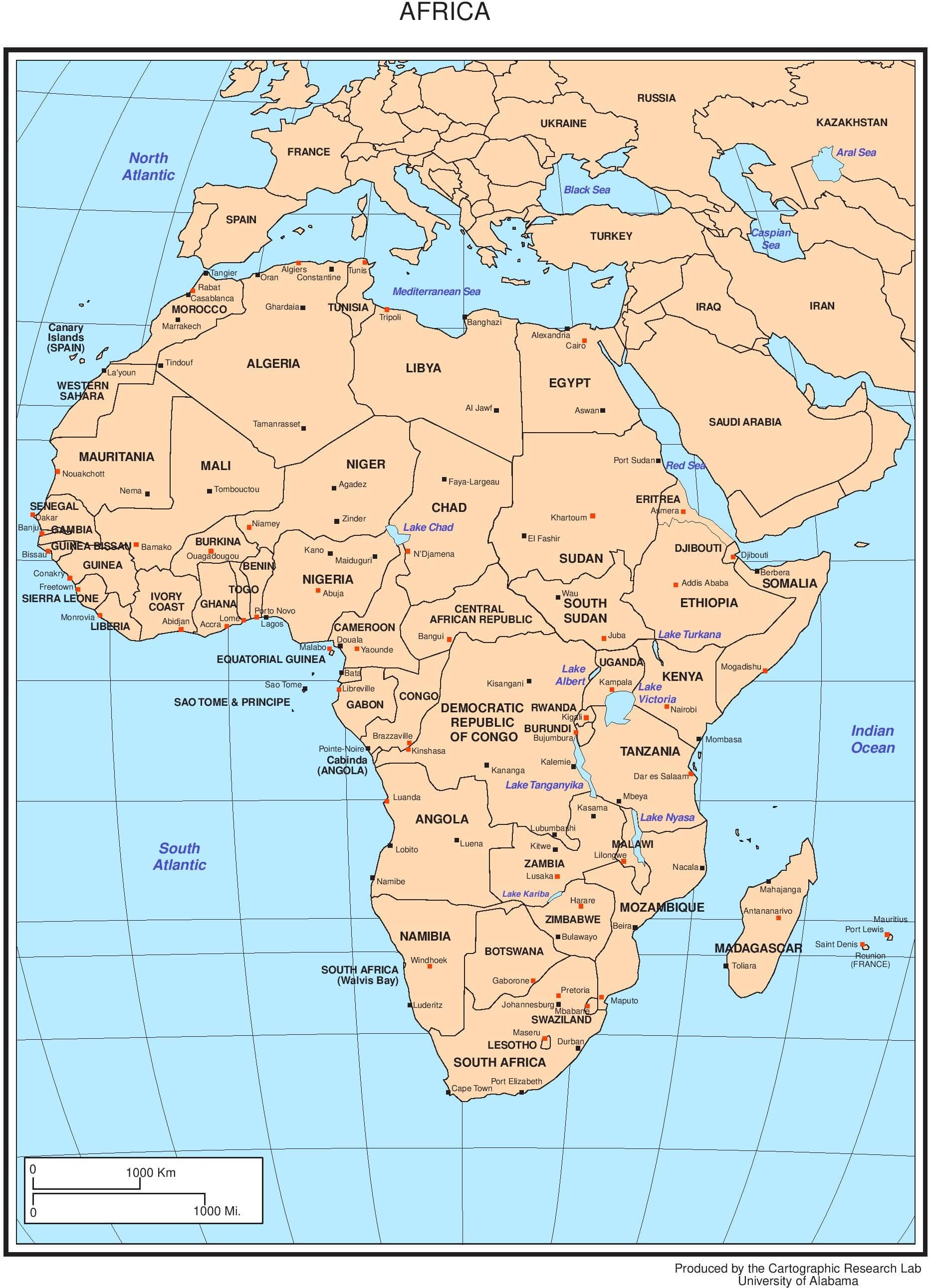 Map of continents Africa