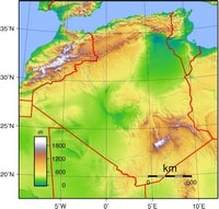 Topographic map of Algeria