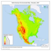 Relief map of North America