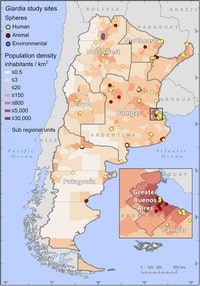 map Argentina population density in inhabitants square kilometer