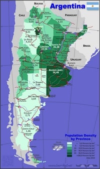 map Argentina density of population province