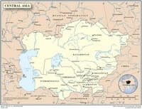 Map central Asia countries cities rivers