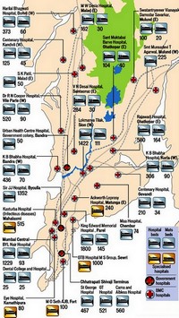 map Hospitals in Bombay Mumbai with the number and type of bed, hospital bed or mattress