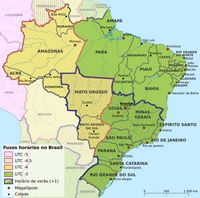 Map of time zones in Brazil