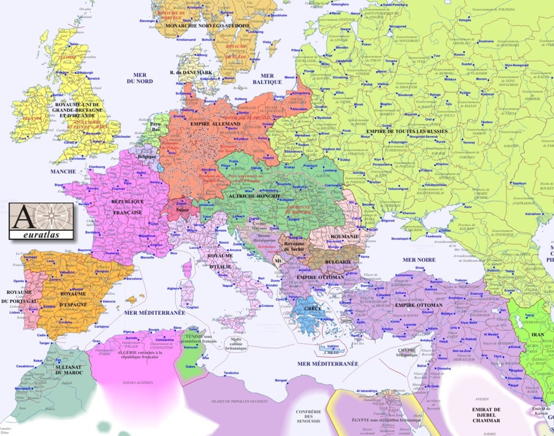 Map of Europe in the 1900s.