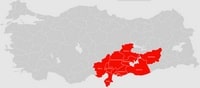 Map of the earthquake in Turkey with the provinces affected by the earthquake