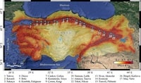 Map of Turkey with earthquake risk zones