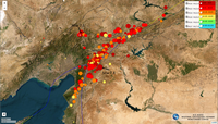 Turkey and Syria earthquake map with intensity of earthquakes and aftershocks
