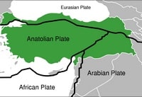 Turkey and Syria earthquake map with tectonic plates