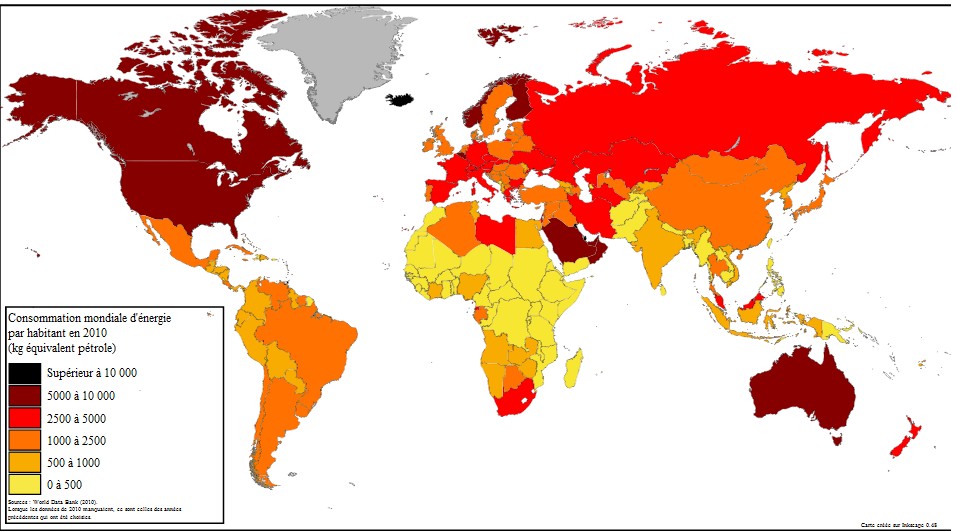 World energy consumption per capita kg of oil equivalent in 2010.