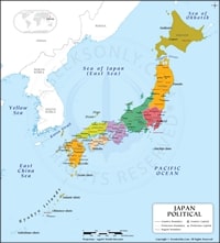 Japan political map cities regions prefectures