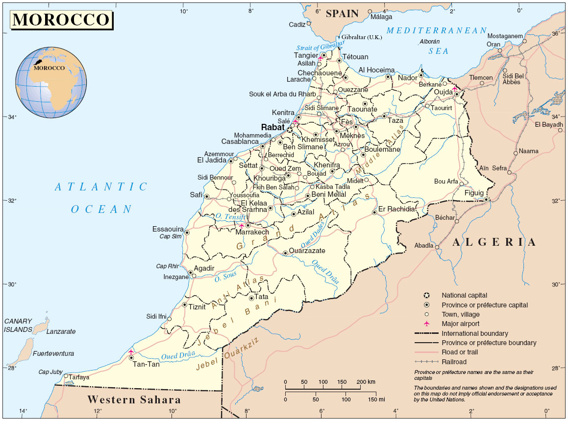 Map of Morocco various information