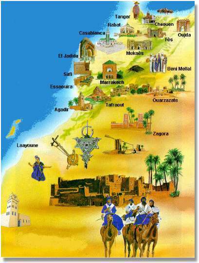 Carte décorative du Maroc Carte décorative du Maroc