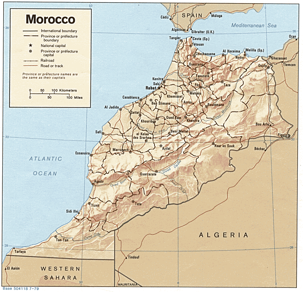 Carte du relief du Maroc sans l'altitude Carte du relief du Maroc sans l'altitude