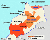 Carte des berbères et des arabes du Maroc