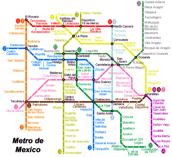 Map of Mexico city metro