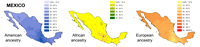 Geographic ancestry distribution Mexico