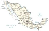 Map Mexico citie road airport and port