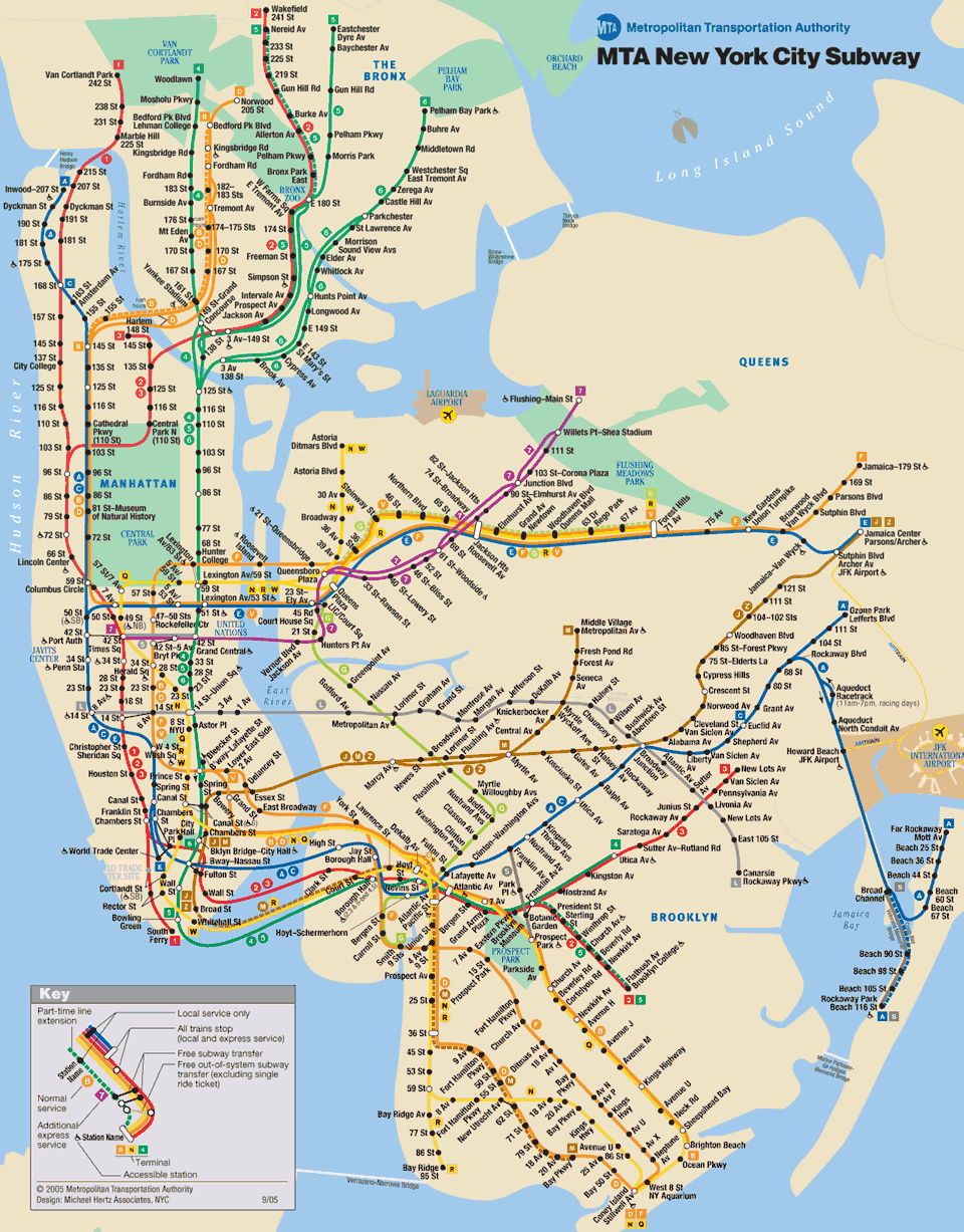 Subway map of New York City.