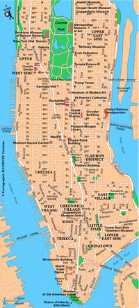 Map of streets and parks of Manhattan.