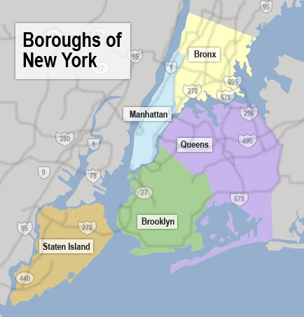 The boroughs of New York City