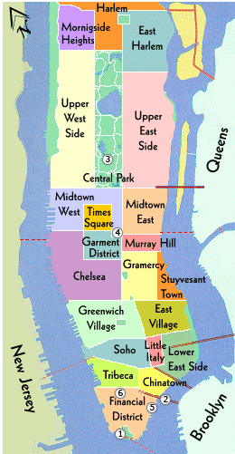 Map of Manhattan neighborhoods.