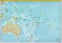 Physical map Oceania cities countries islands