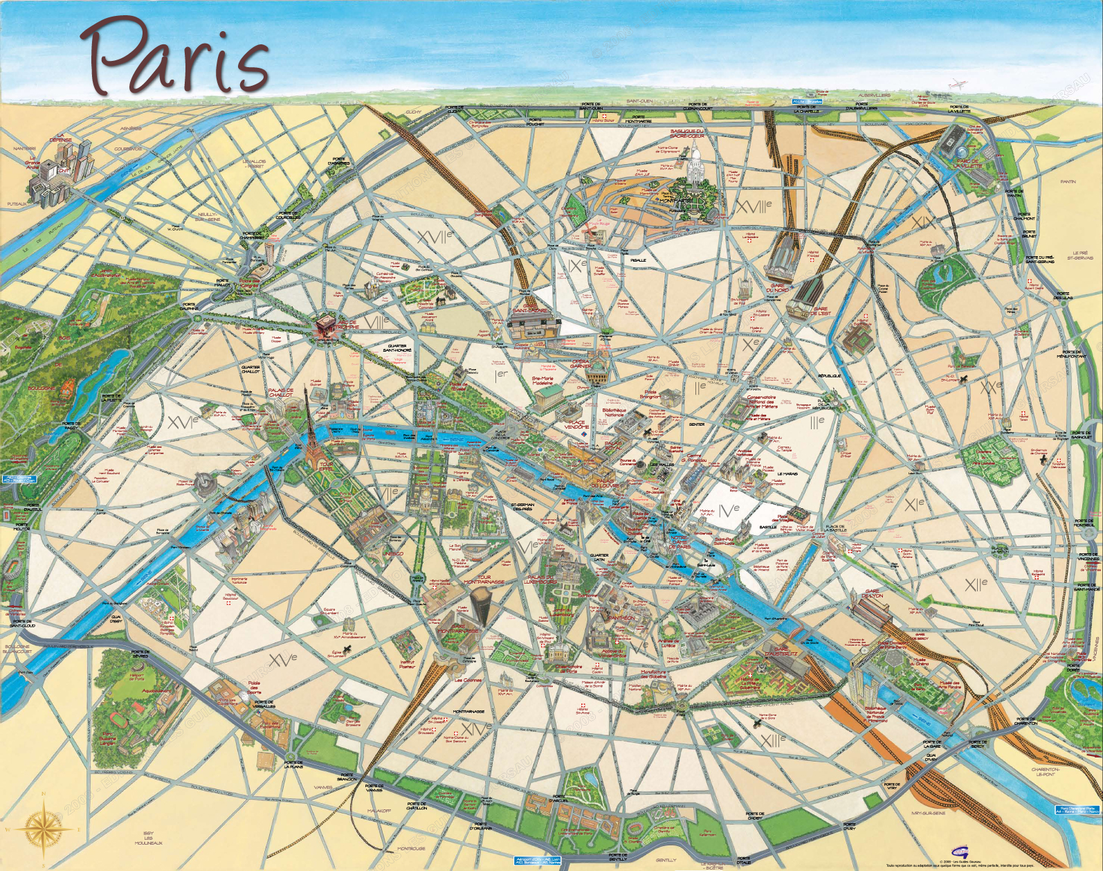 Map of Paris drawn. 