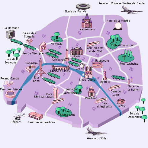 Map of historical monuments of Paris.