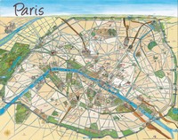 Map of Paris drawn.