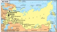 Map of Russia with cities