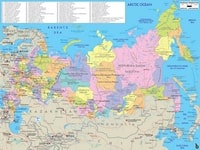 Map of Russia with cities and airports