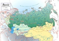 Map of Russia with transiberian train